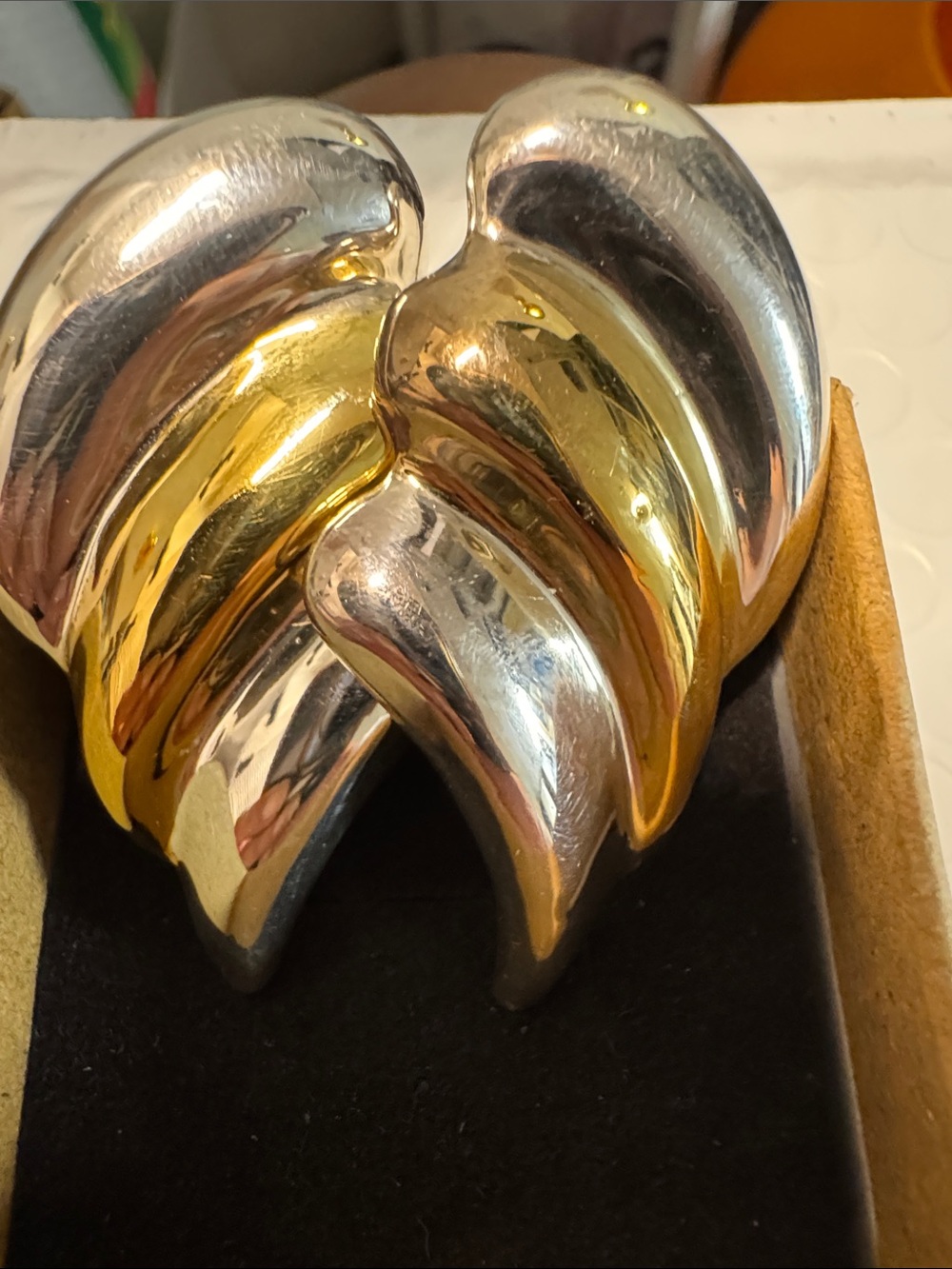 Two-Tone Curved Wave Earrings - Gold & Silver
